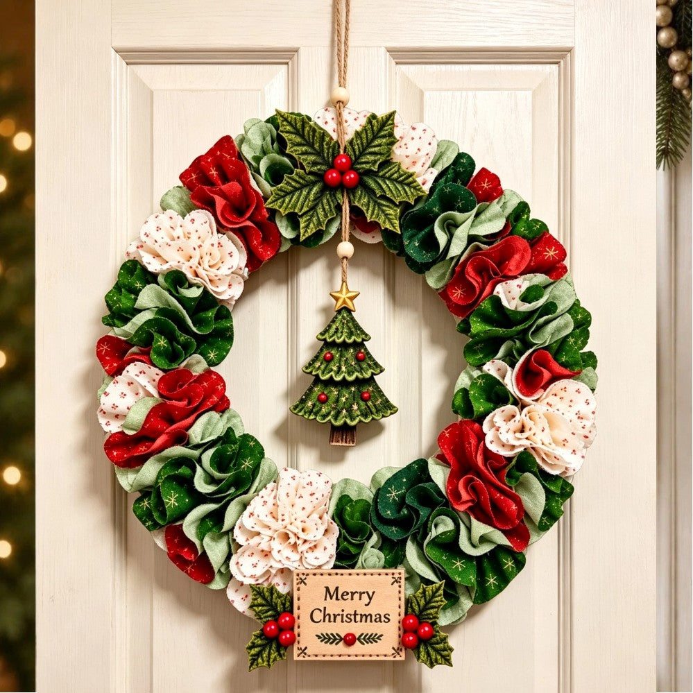 3D Fabric Poke Wreath DIY Kit Christmas Handmade Wreath Craft Set Party Decor
