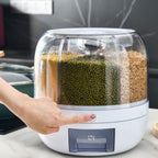 6KG Rotating Rice Storage Container | Multi-Grid Grain & Cereal Dispenser Kitchen Organizer