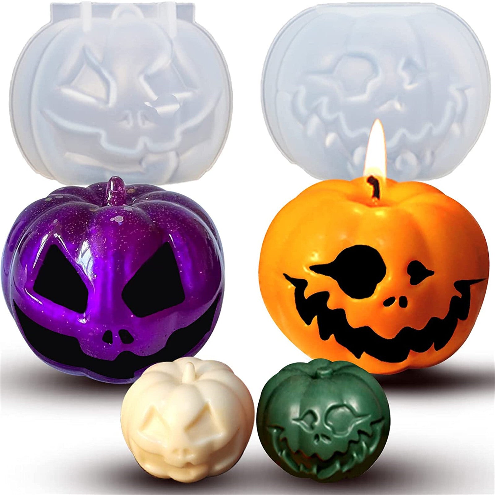 3pcs Pumpkin Silicone Mold Set | DIY Candle Soap Resin Mould for Baking & Crafts