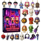 Purple box K-pop advent calendar with 24 ornaments and charms on a white background
