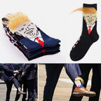 Trump 3D Hair Novelty Crew Socks – Funny Donald Trump Socks with Comb (1 or 2 Pair)