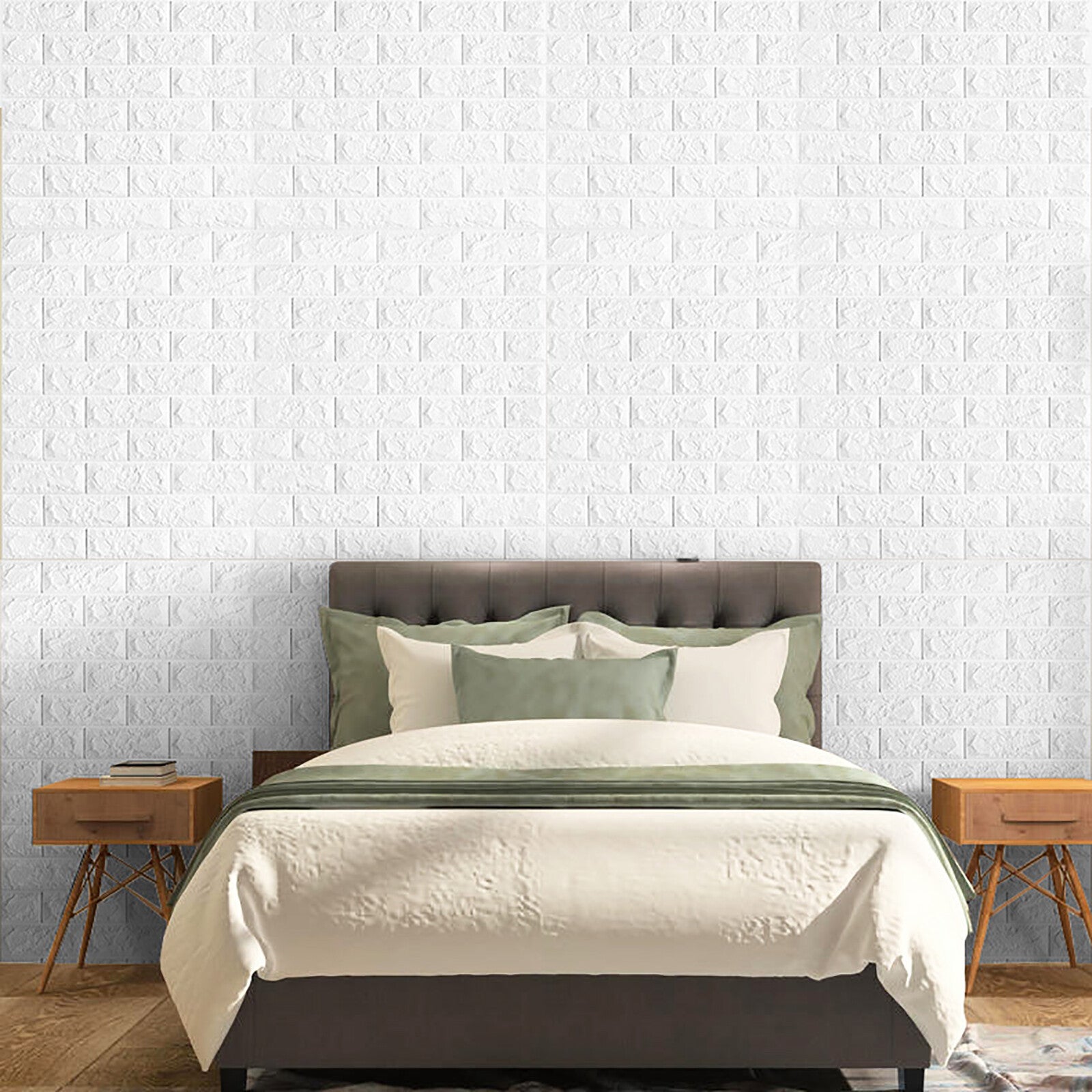 40 Pack 3D Brick Wall Stickers | Self Adhesive Foam Wallpaper Panels Waterproof White Wall Decor