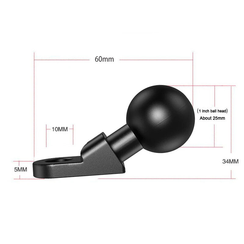 2pcs Motorcycle Mirror Mount Base 10mm | 1" Ball Adapter for GPS & Phone Holders