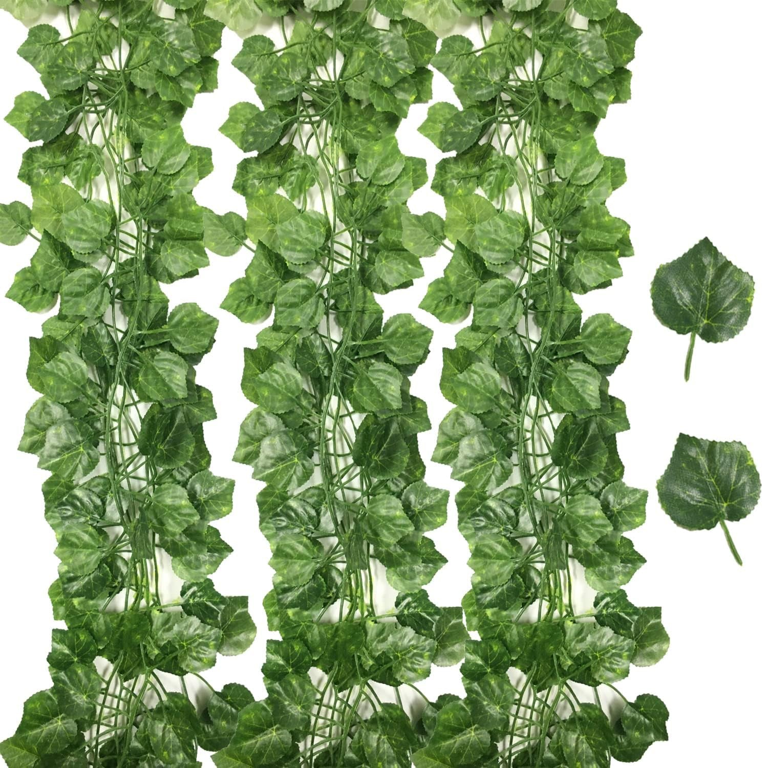 12PCS 2M Artificial Ivy Vine Garland - Fake Hanging Green Leaf Plant for Party Home Decor