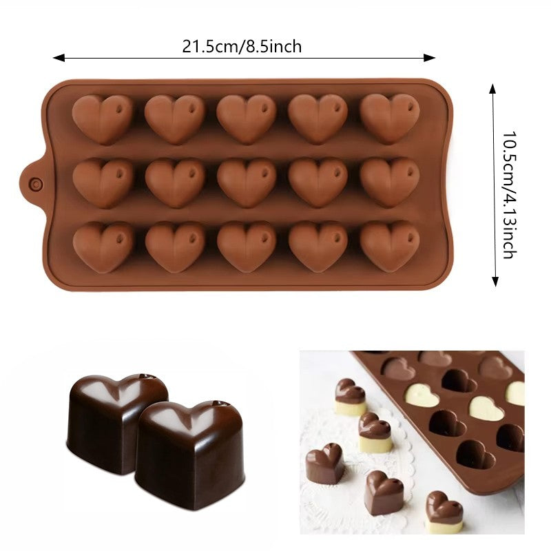 4PCS Heart Silicone Mold Set - Love Heart Cake Chocolate Ice Cube Soap Baking Moulds