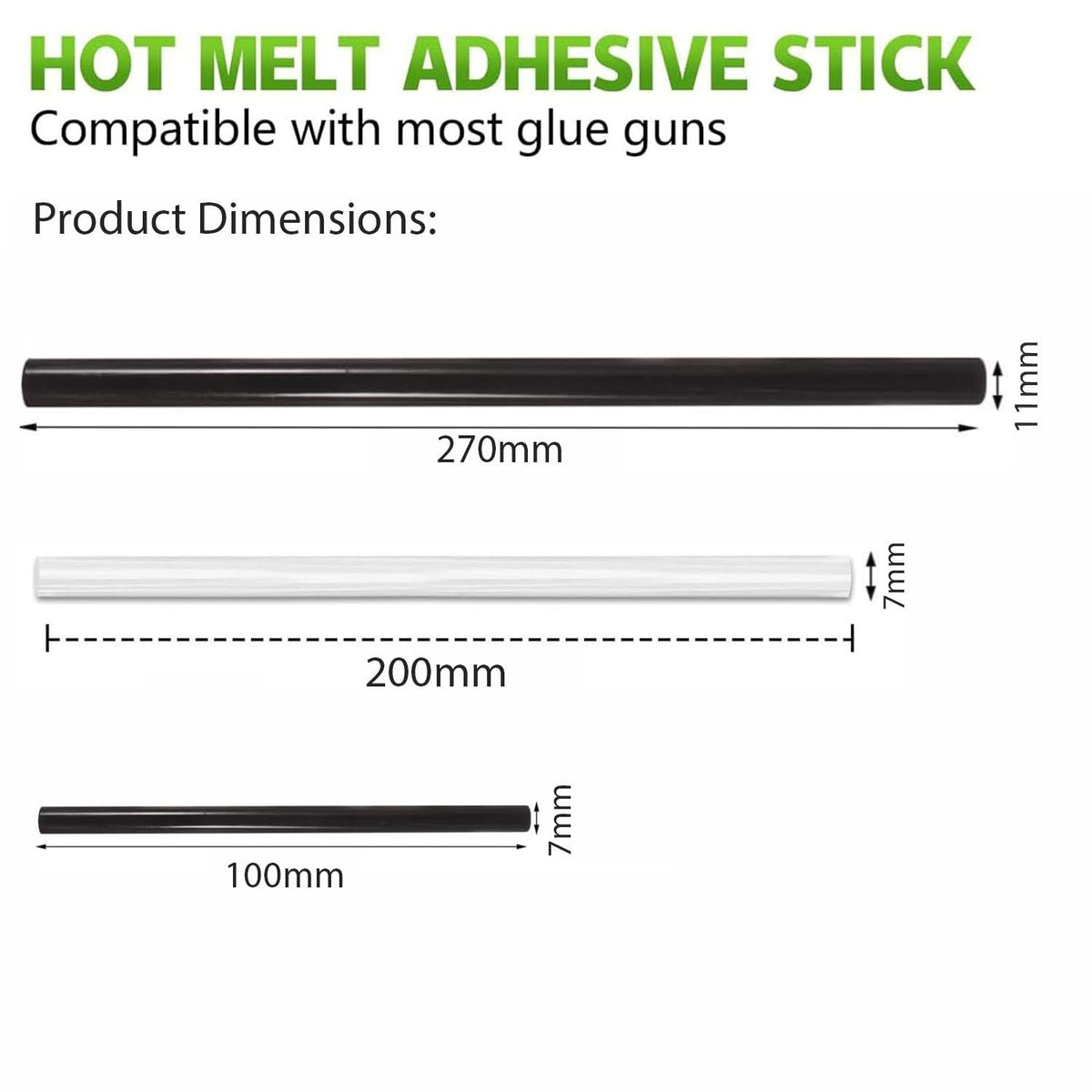 Hot Melt Glue Sticks Clear/Black Adhesive For Glue Gun Heating Craft 7mm 11mm