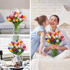 10pcs Artificial Tulip Flowers Bouquet | Realistic PU Faux Tulips for Home Wedding Decor
