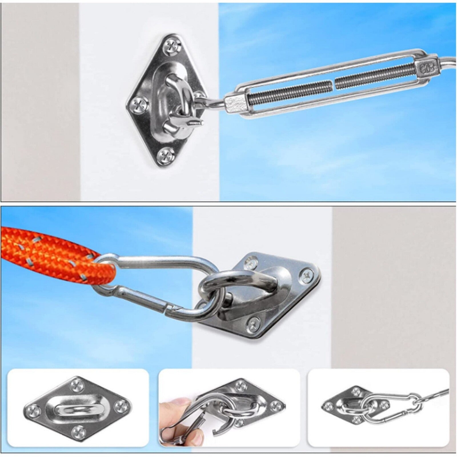 40pcs Stainless Steel Sun Shade Sail Hardware Kit | Wall Mount Fixing Accessories Set