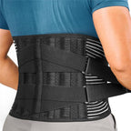 Man wearing the black back support belt