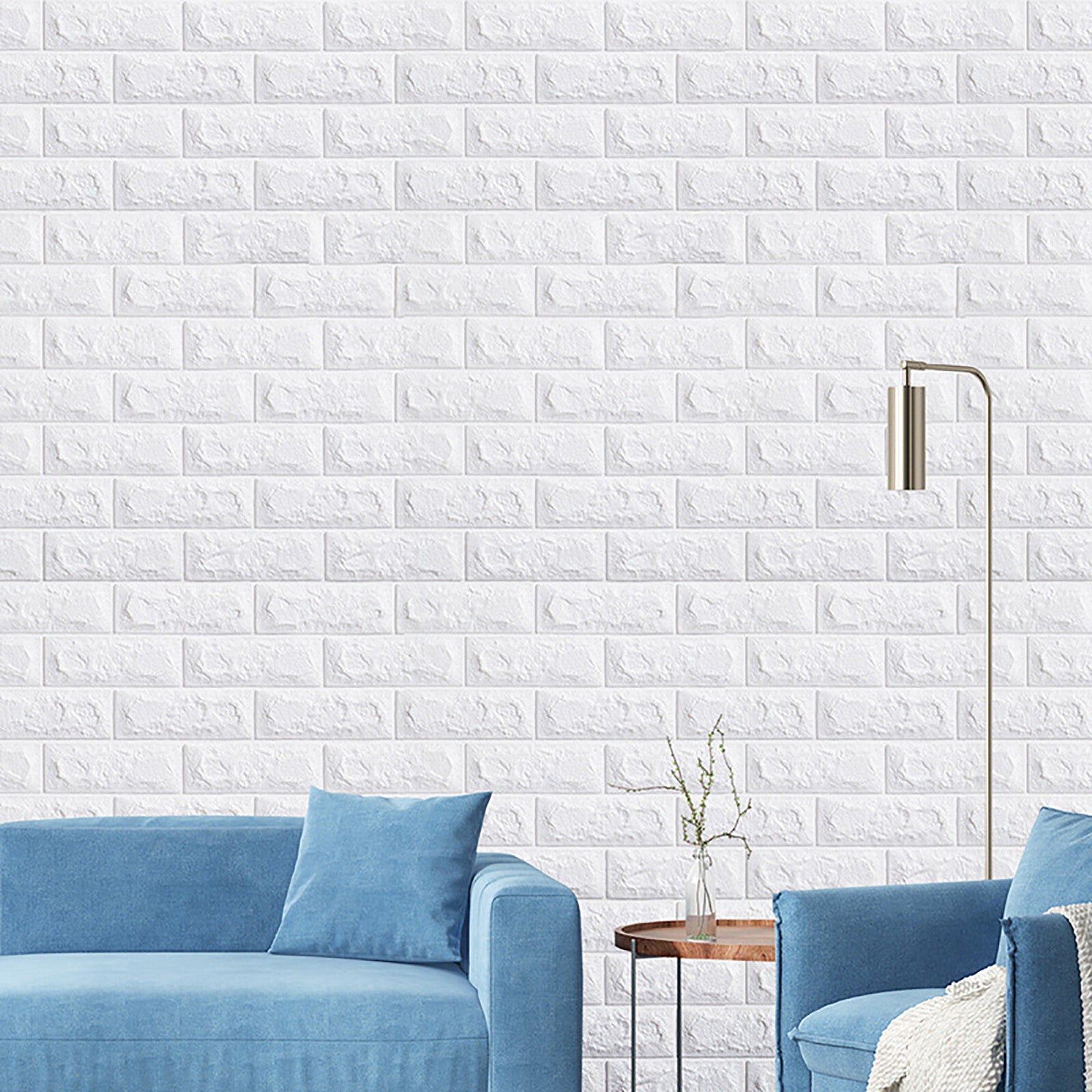 40 Pack 3D Brick Wall Stickers | Self Adhesive Foam Wallpaper Panels Waterproof White Wall Decor