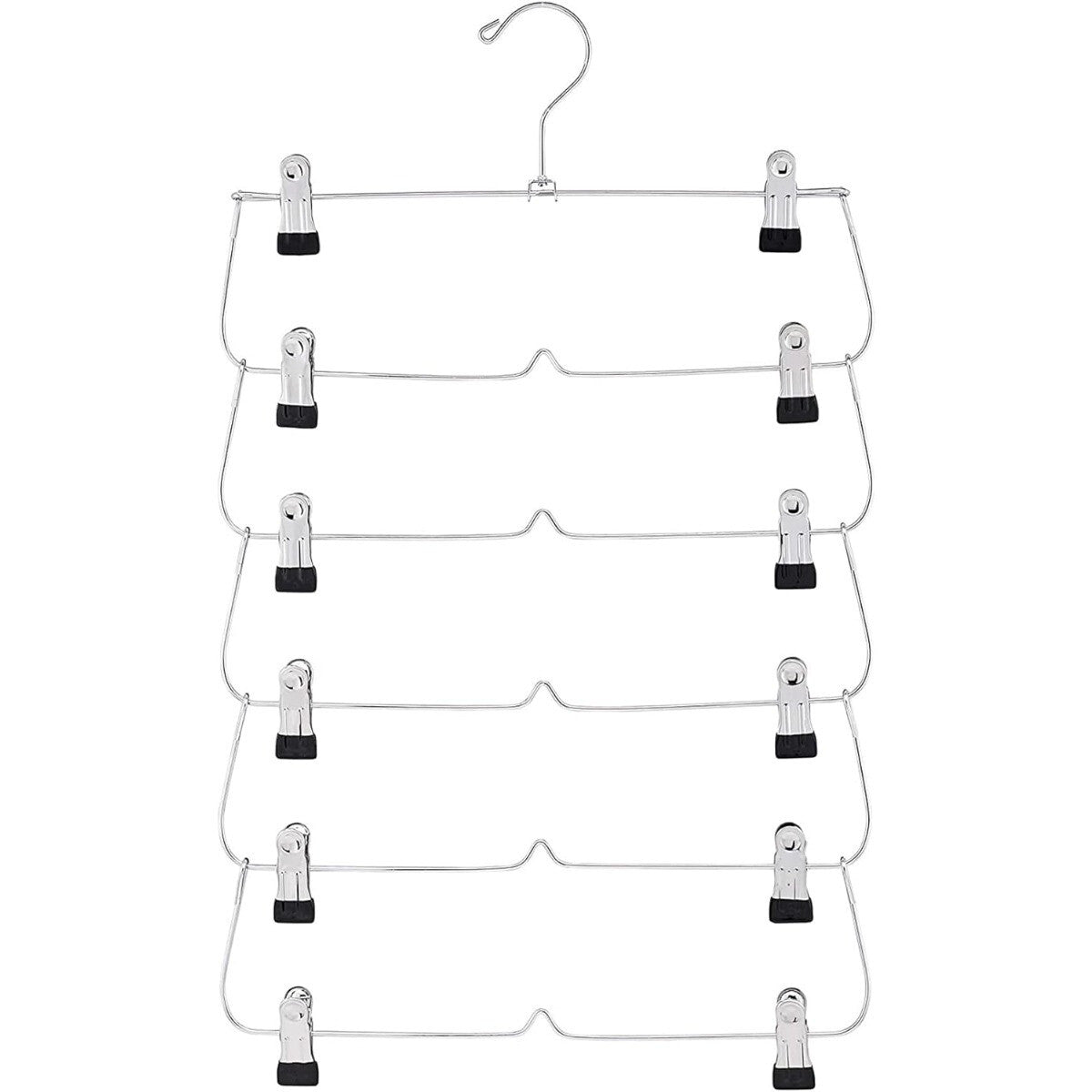 2 Pack 6 Tier Skirt and Pant Hangers with Clips - Space Saving Multi Hangers for Closet Storage