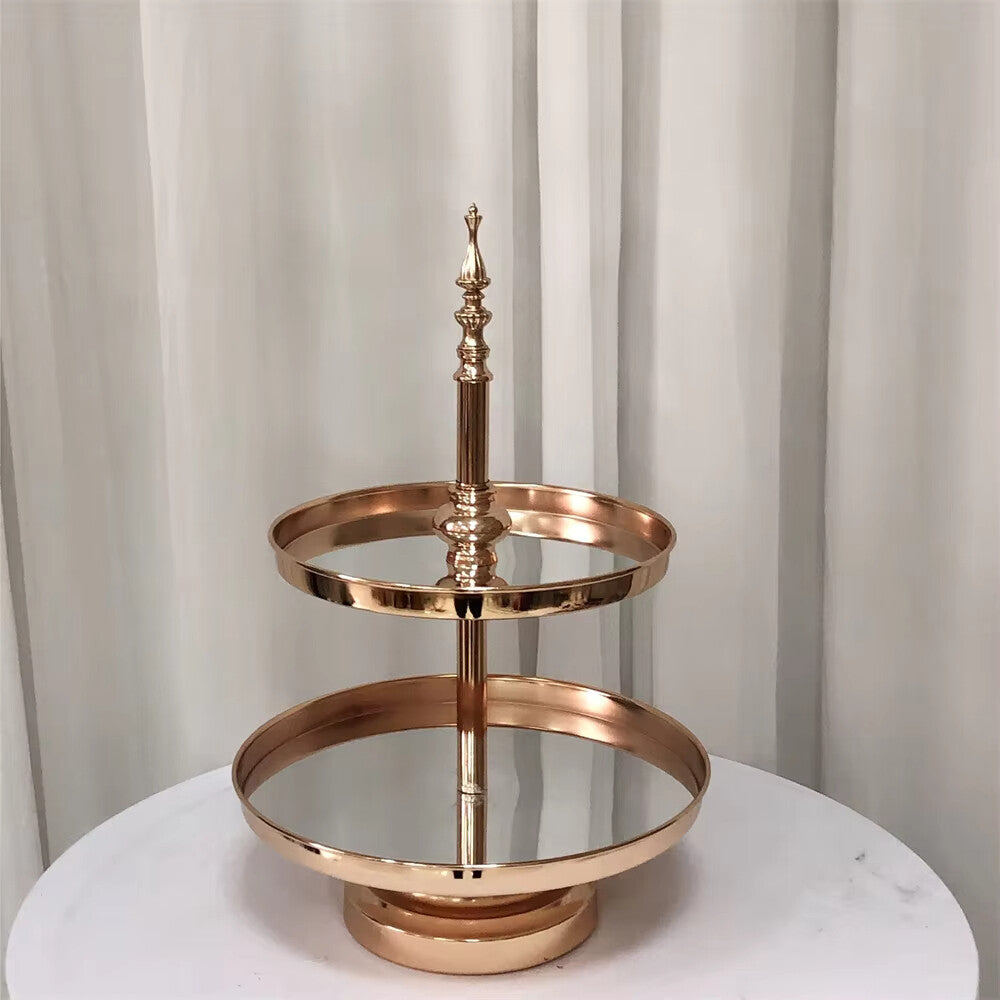 2 Tier Gold Mirror Cake Stand for Wedding, Birthday & Dessert Display