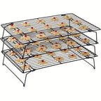 3-Tier Stackable Baking Cooling Rack Collapsible Iron Wire Rack for Baking