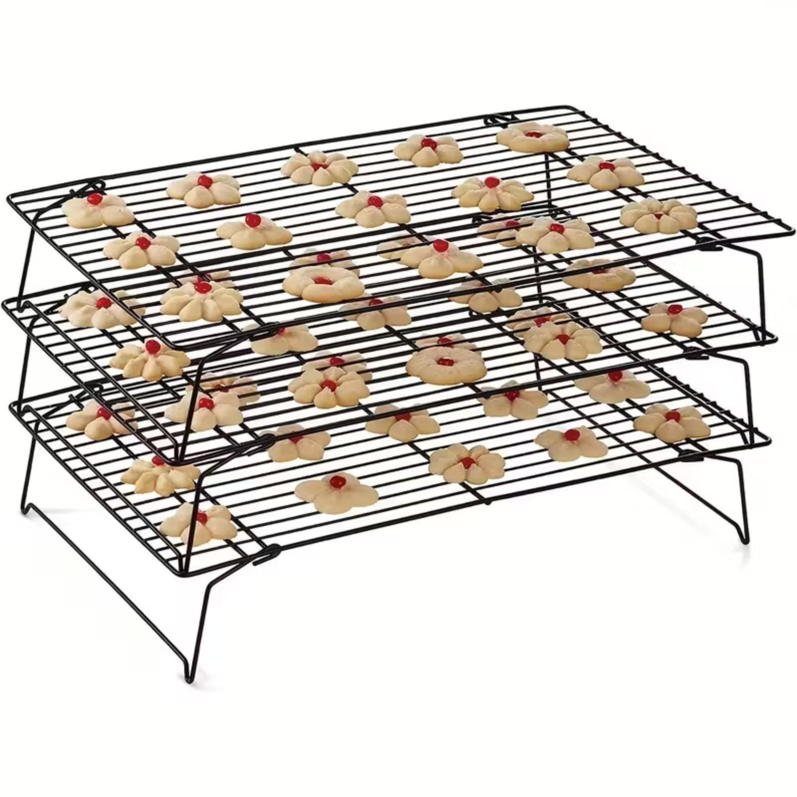 3-Tier Stackable Baking Cooling Rack Collapsible Iron Wire Rack for Baking