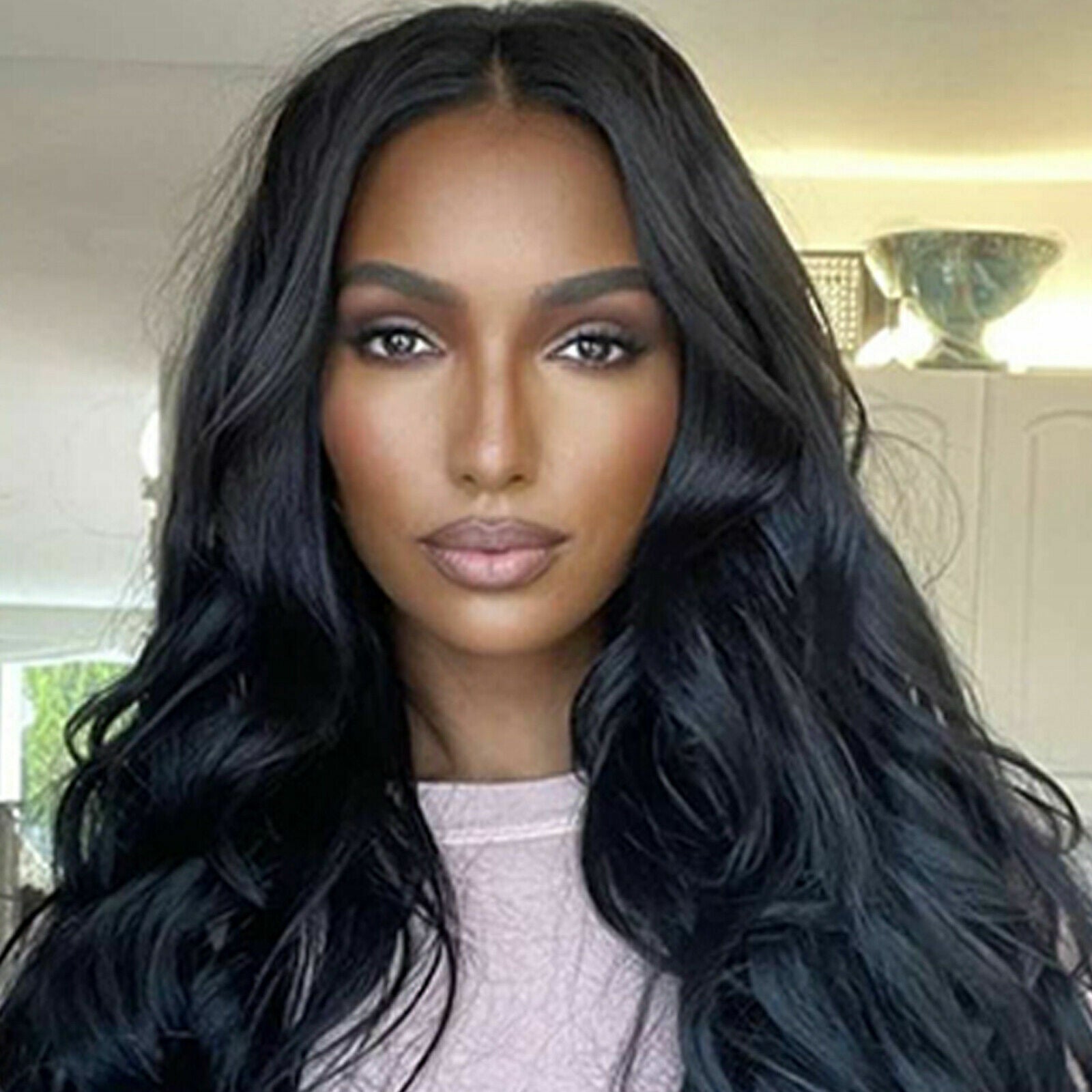 Women’s 68cm Long Wavy Curly Synthetic Wig with Hair Net | Black Cosplay Full Wig