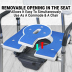 5-in-1 Adjustable Commode Shower Chair with Arms & Back | Raised Toilet Seat & Bedside Mobility Aid for Elderly