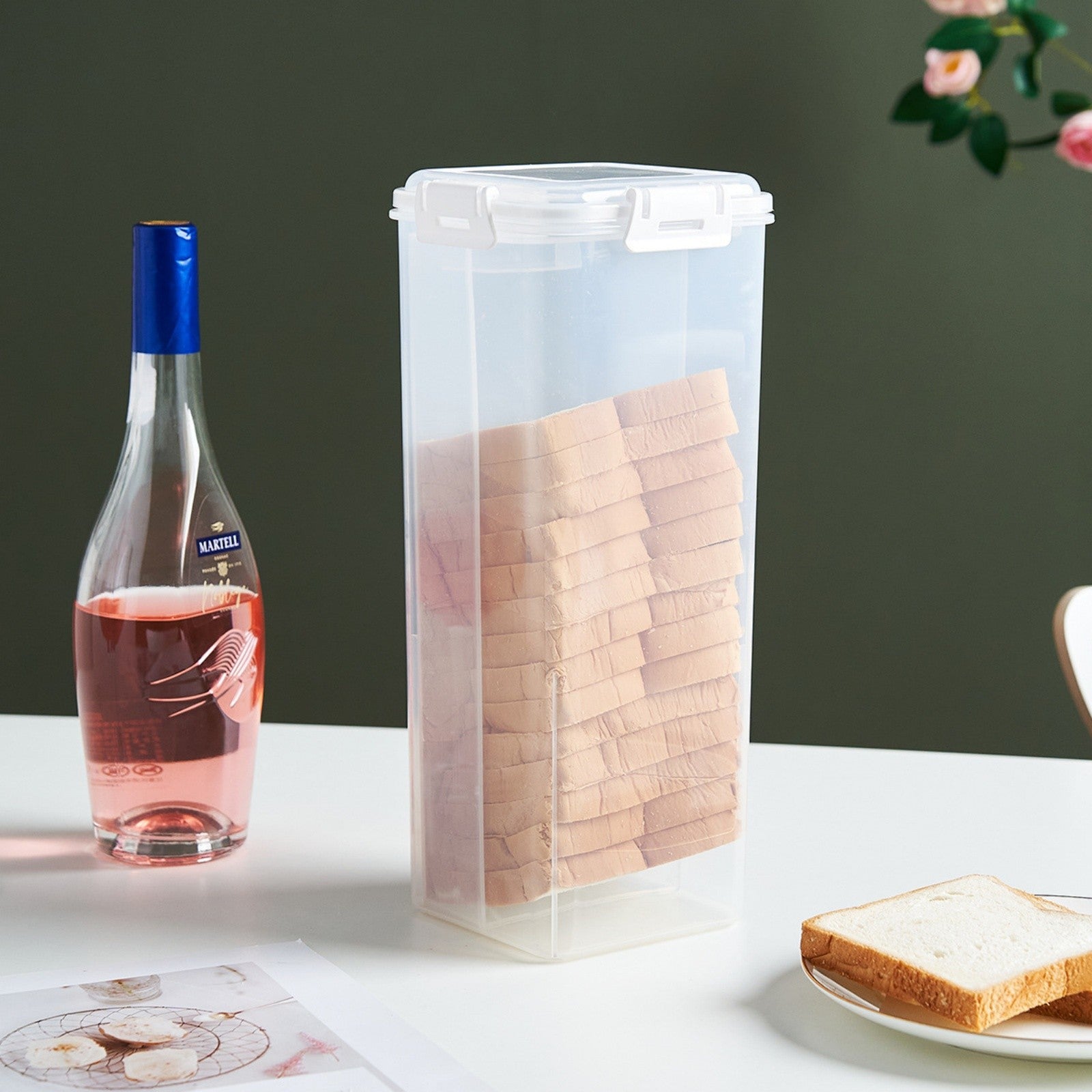 2pcs Bread Storage Container with Lid | Sealed Bread Keeper Box for Loaf, Toast & Noodles