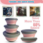 3PCS Collapsible Camping Bowl with Lid Foldable PP TPR Travel Soup Ramen Bowl
