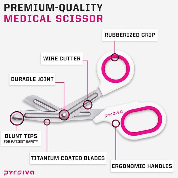 Pink Trauma Shears 7.5 Inch – Serrated Bandage Scissors with Rubber Grip Handles