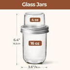2PCS Overnight Oats Jars Airtight Dual Layer Mason Jars - Yogurt Parfait Cups with Wet Dry Separation