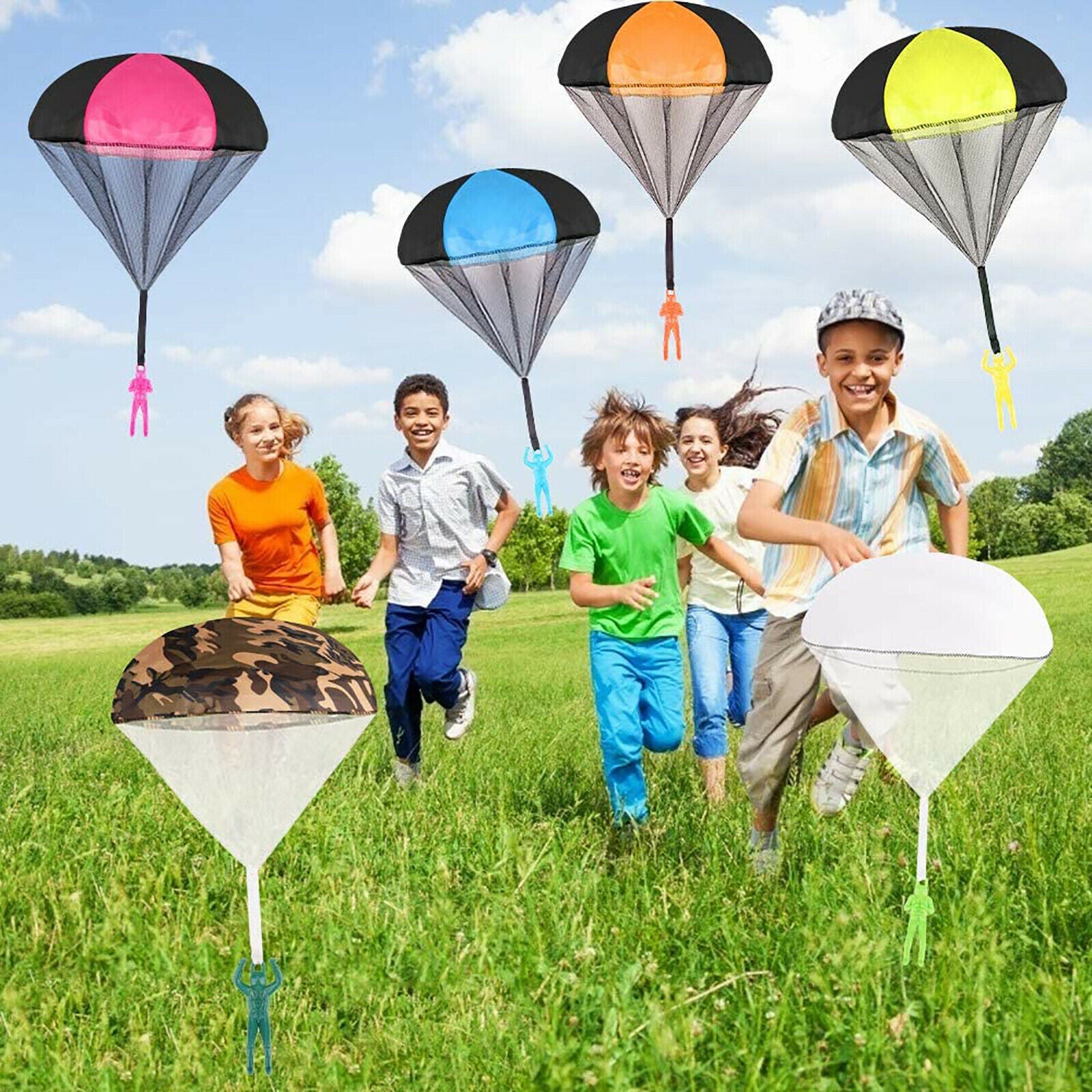 10pcs Mini Soldier Parachute Toys | Hand Throw Outdoor Flying Game for Kids