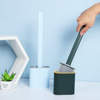 Silicone Toilet Brush with Holder – Hygienic Bathroom Cleaning Brush Set
