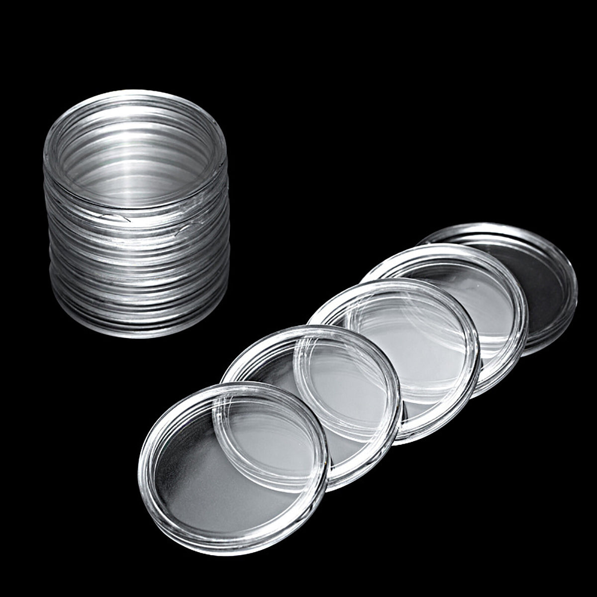 Stack of clear coin capsules