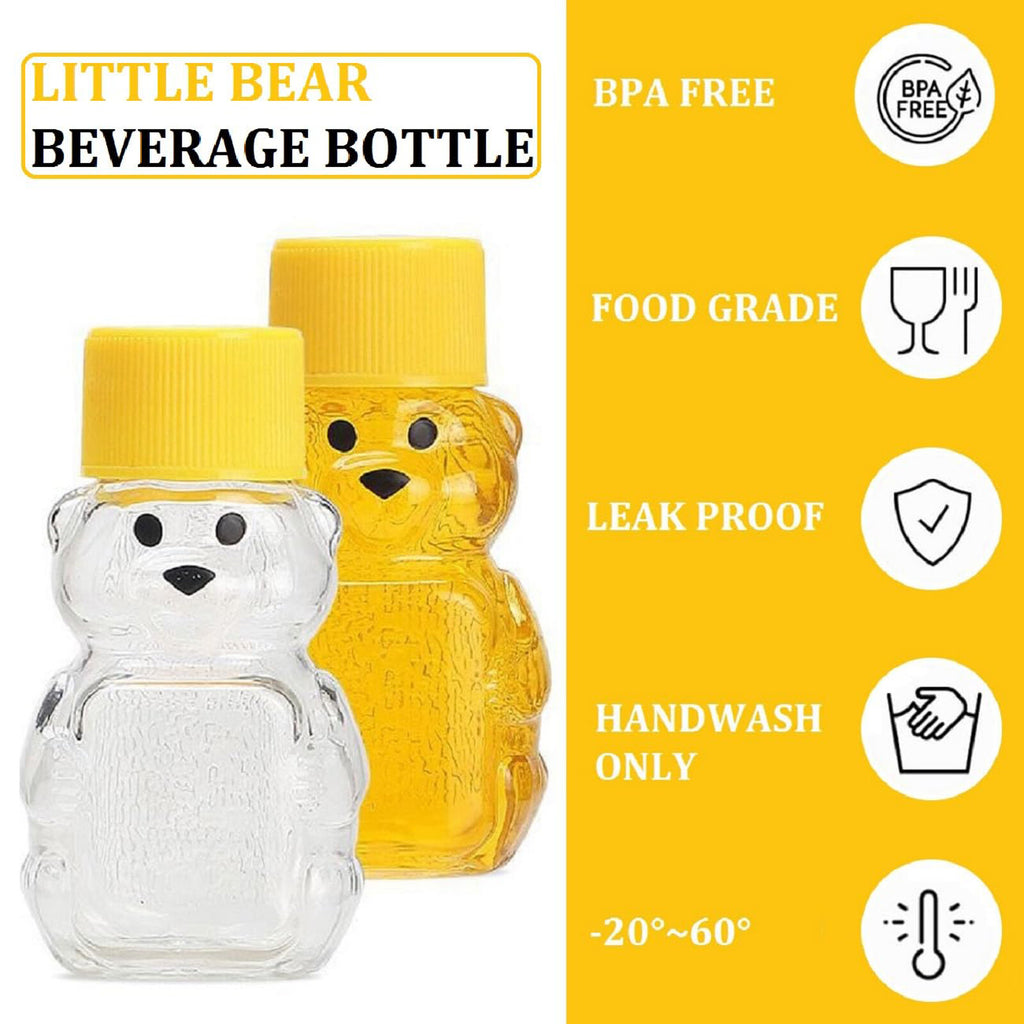 10PCS 60ml Plastic Empty Honey Bear Bottle Squeeze Bear Jar Storage Kit w/ Brush