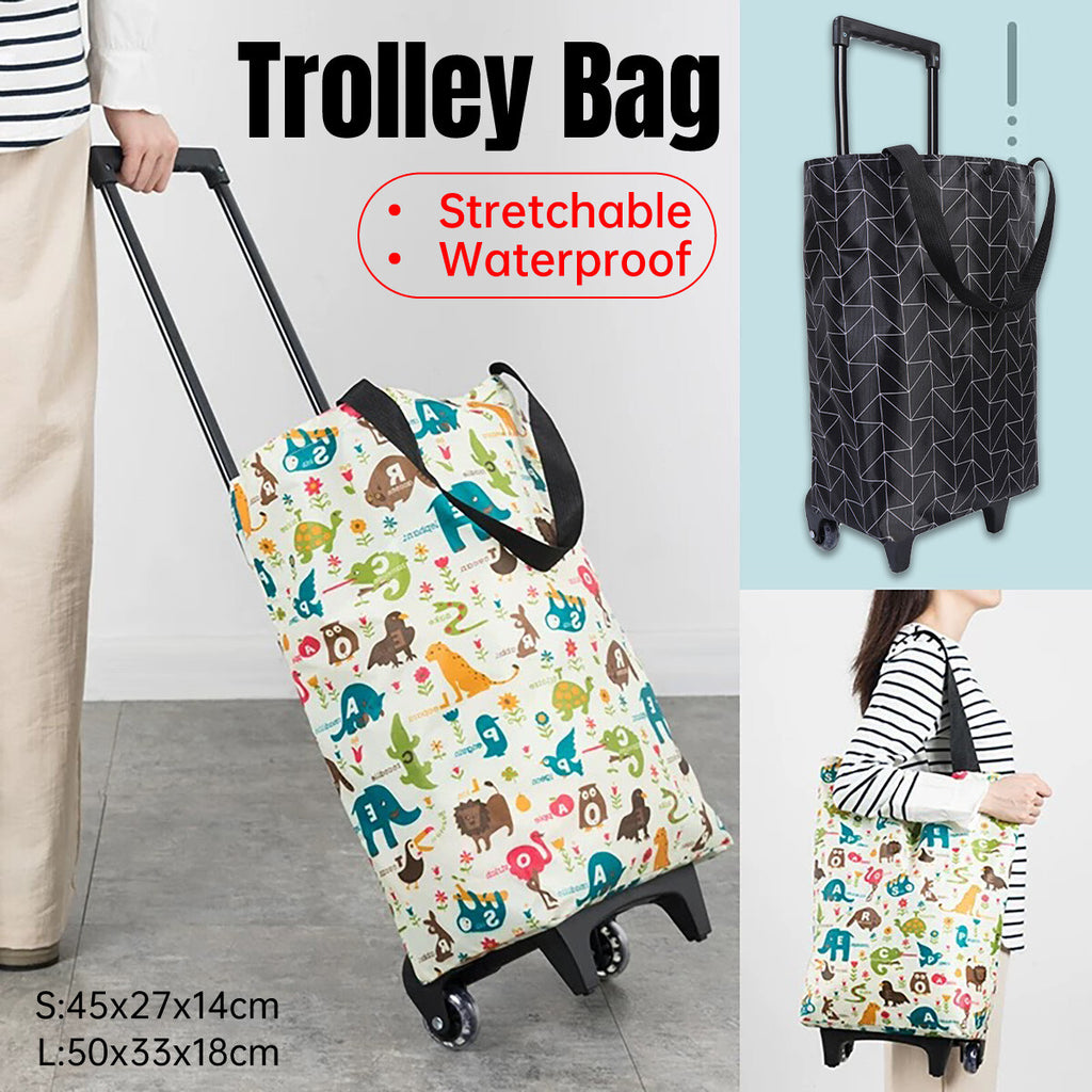 Foldable Shopping Trolley Cart with Wheels Aluminium Grocery Bag Retractable Handle