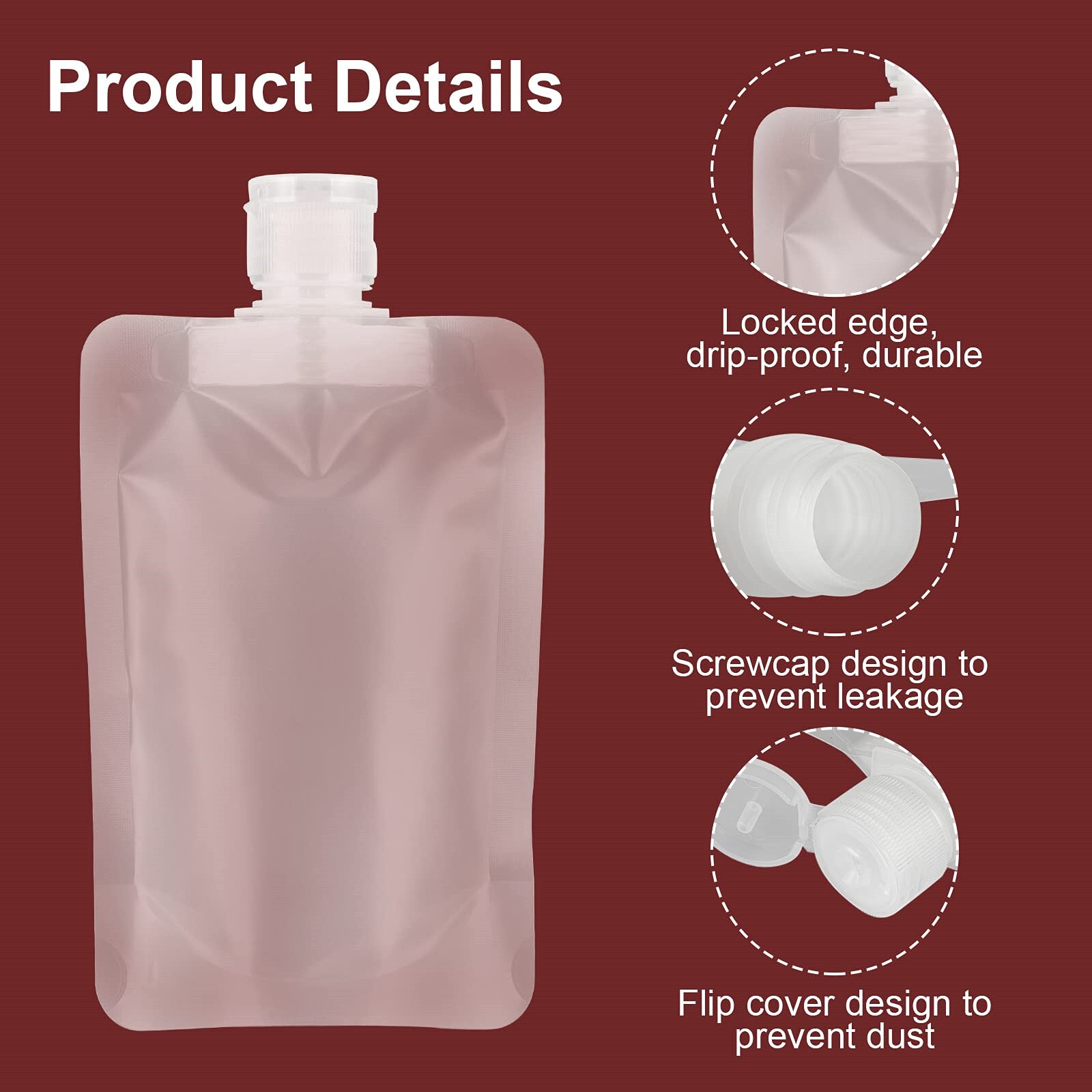 50PCS Reusable Travel Sample Pouches – Empty Plastic Bags for Makeup, Lotion, Shampoo and Liquid Toiletries