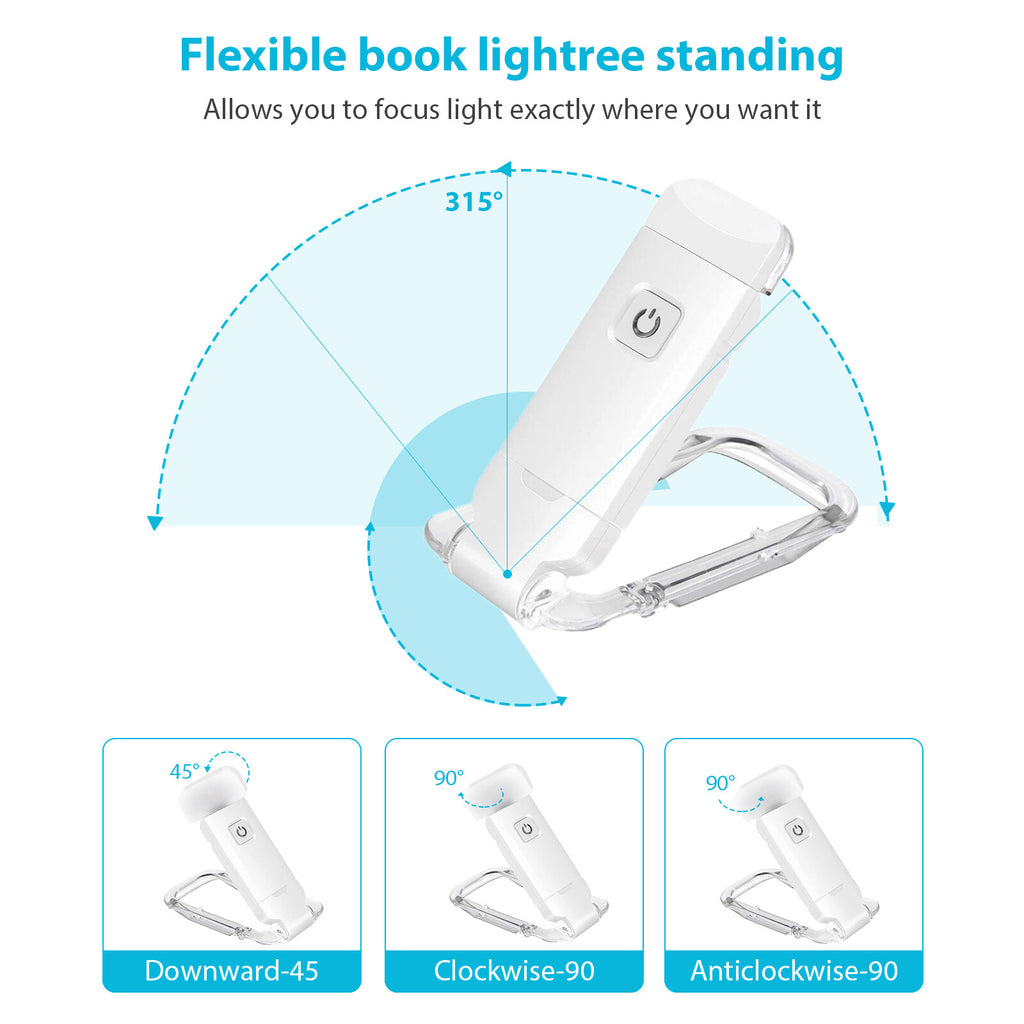 2 Pack USB Rechargeable Book Reading Light – Adjustable Warm White Clip On Bedside Reading Lamp