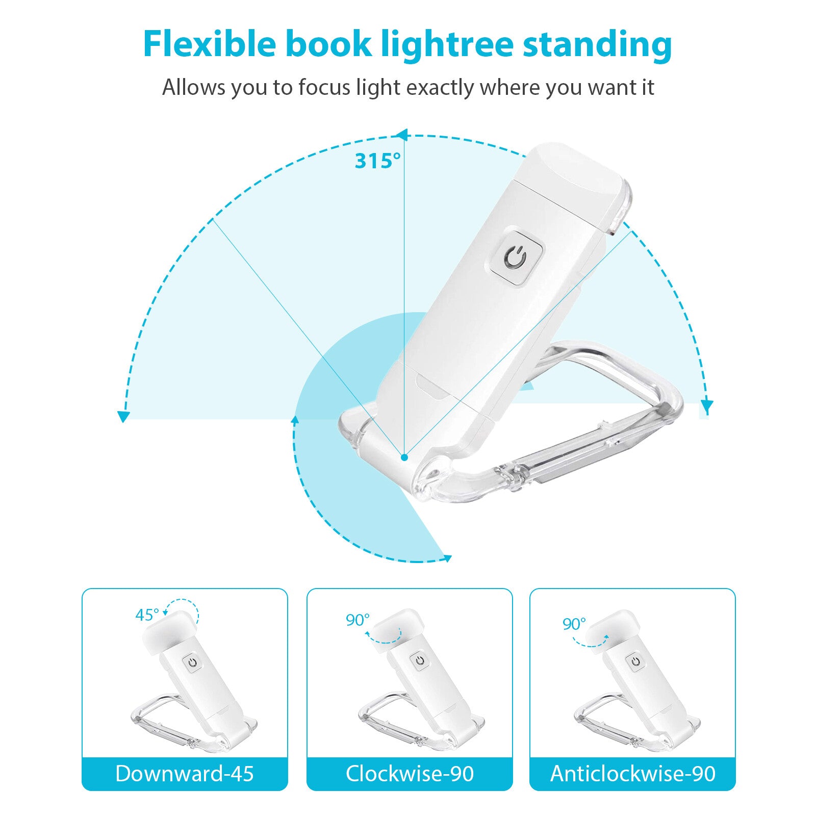 2 Pack USB Rechargeable Book Reading Light – Adjustable Warm White Clip On Bedside Reading Lamp