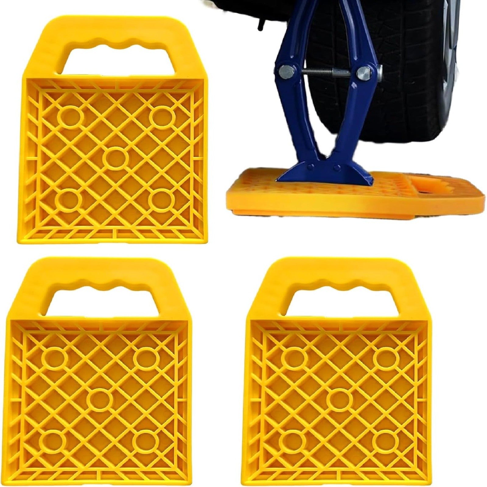 4PCS RV Stabilizer Jack Leg Pads - Caravan Awning Leg Support Level Pads Yellow
