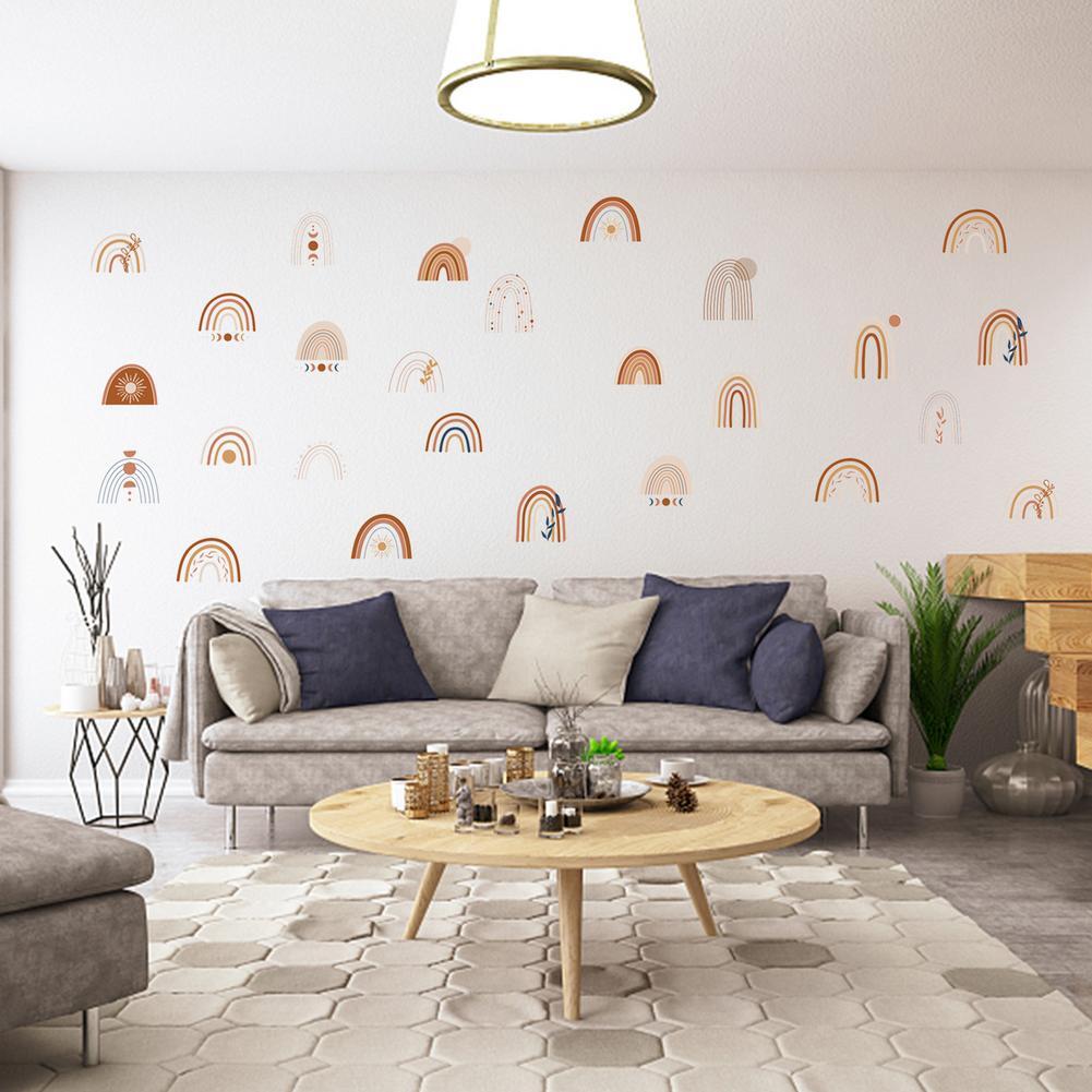 Boho Rainbow Wall Decals for Nursery and Kids Bedroom – Removable Vinyl Wall Stickers