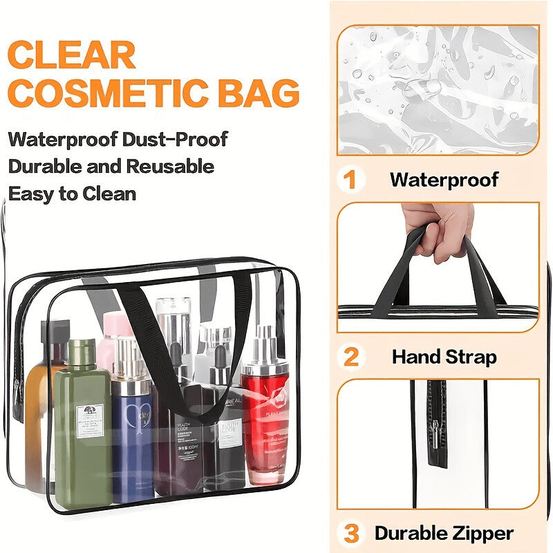 Up to 30pcs Large Clear PVC Storage Bags with Zipper Portable Transparent Tote