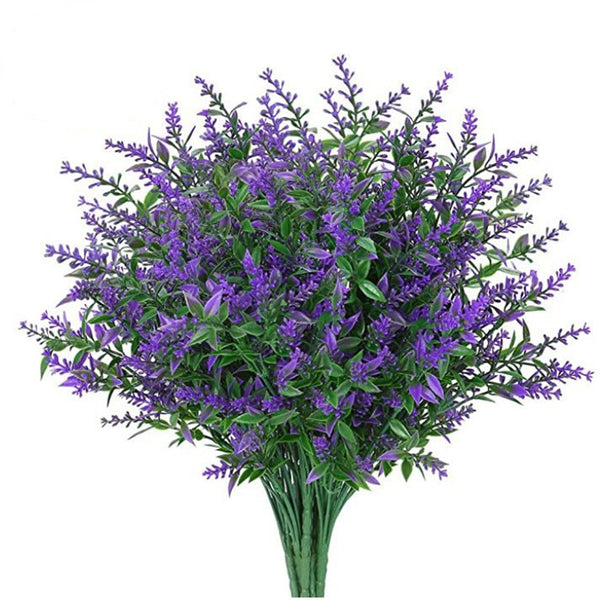 30PCS Artificial Lavender Flowers – UV Resistant Outdoor Faux Plants Garden Decor
