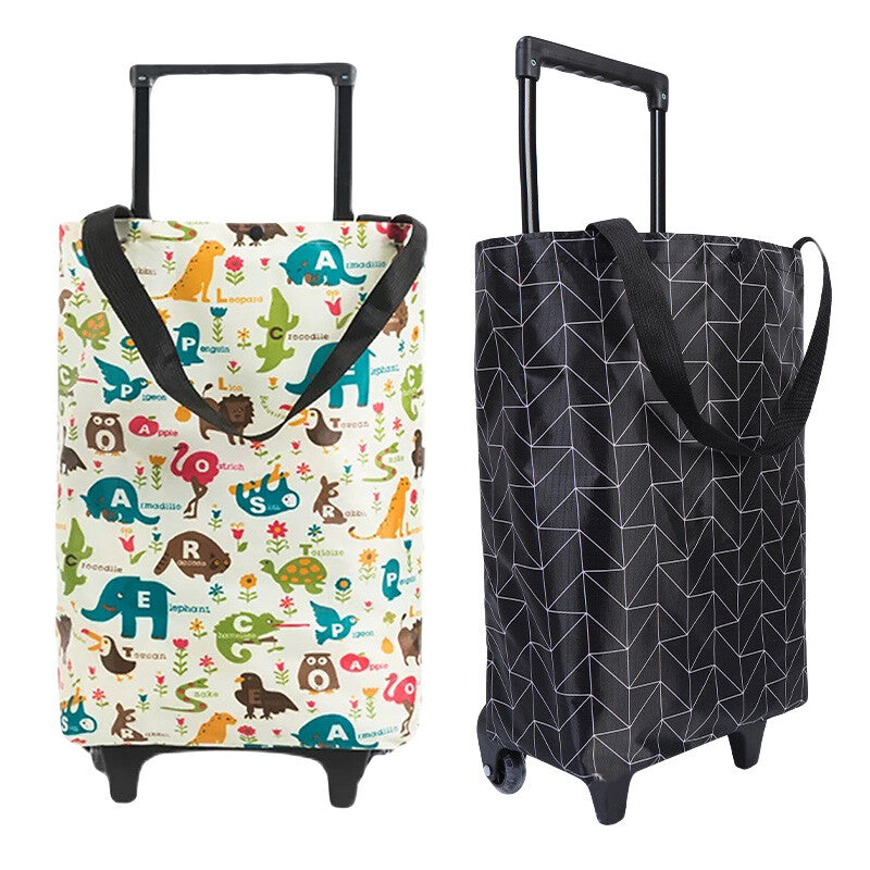 Foldable Shopping Trolley Cart with Wheels Aluminium Grocery Bag Retractable Handle