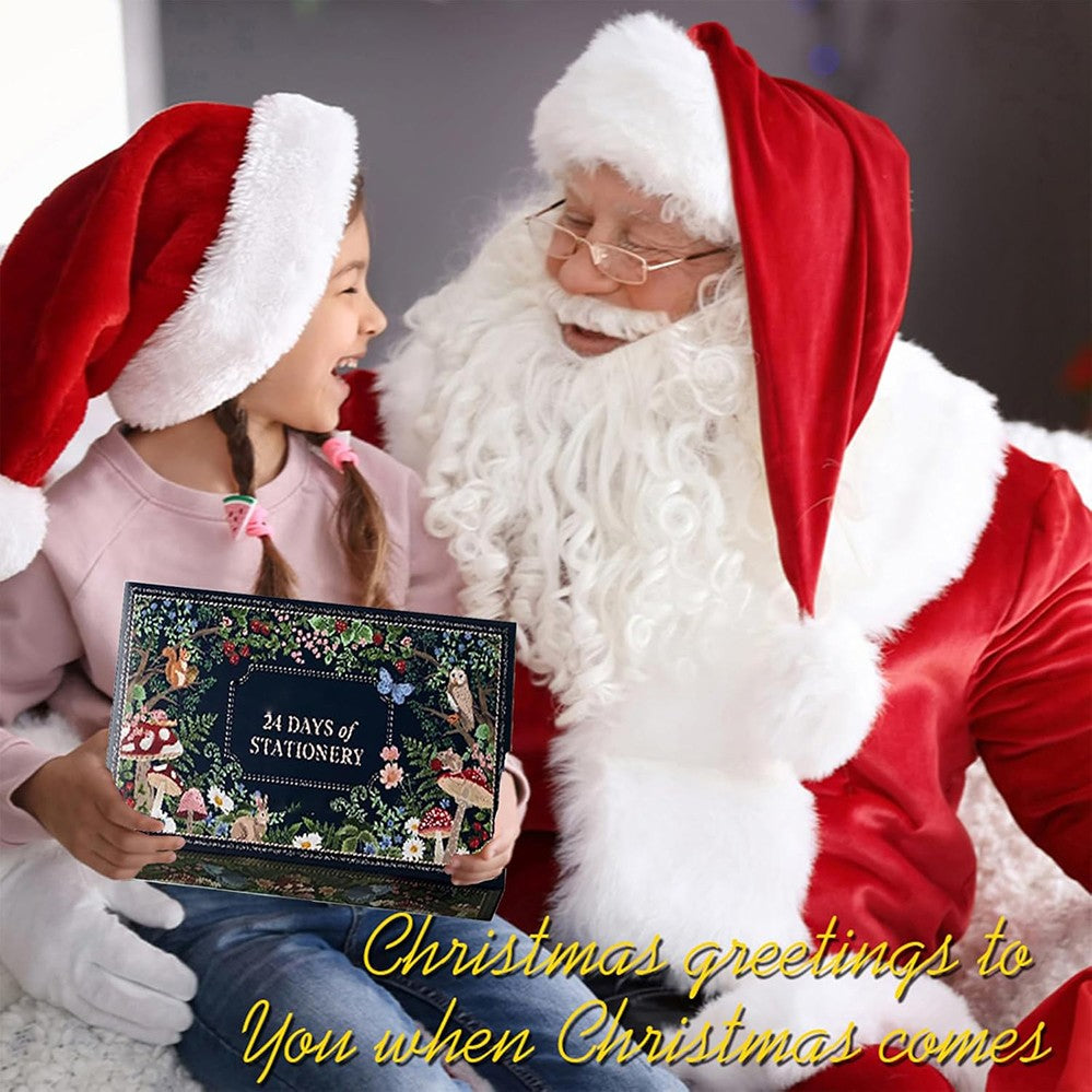 Girl and Santa with the stationery advent calendar