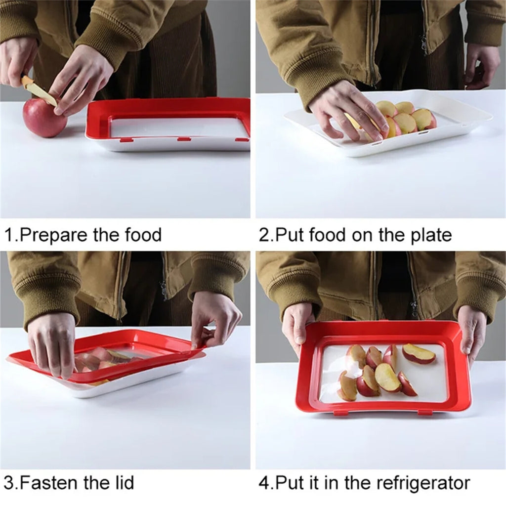 3Pcs Reusable Food Preservation Trays Fresh Food Storage Containers Vegetables