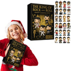 Smiling girl with the gold box rock music advent calendar
