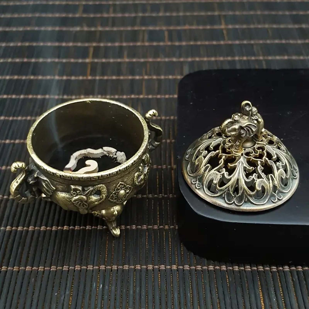 Elephant Lotus Incense Burner Metal Incense Holder Bowl Decorative Incense Burner