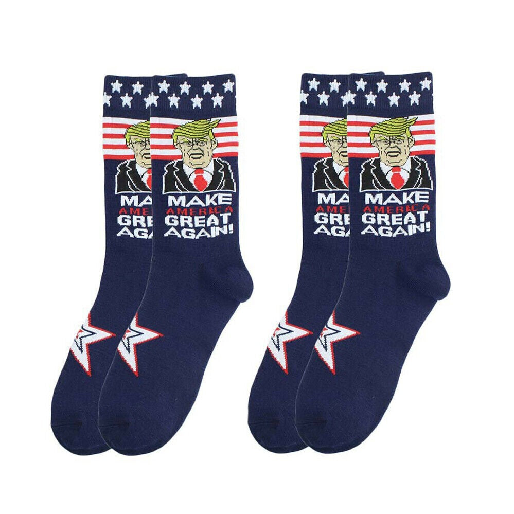 Trump 3D Hair Novelty Crew Socks – Funny Donald Trump Socks with Comb (1 or 2 Pair)