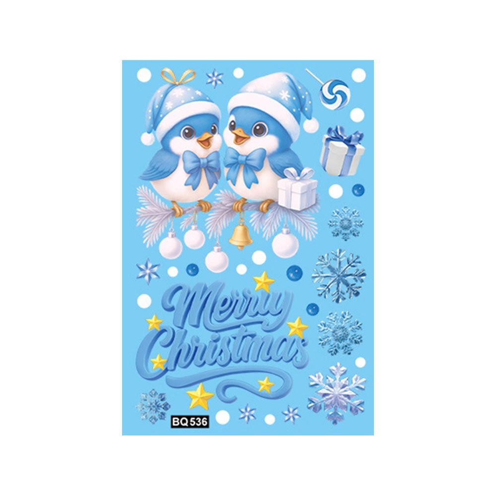 Christmas Window Stickers Winter Snowman Santa Claus Snowflake Elk Static OD