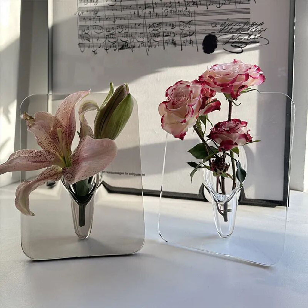 Acrylic Photo Picture Frame Vase for Centerpieces,Cute Bud Vase,Flower Vaser