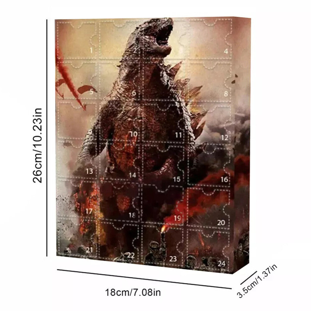 Monster advent calendar box size 26 x 18 x 3.5 cm on a white background
