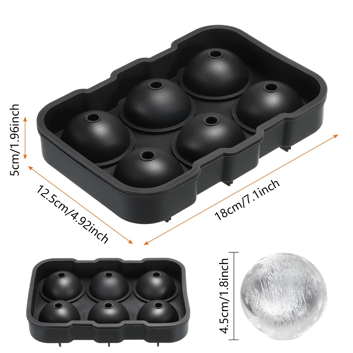 Large Silicone Ice Cube Tray with Sphere and Cube Mould – Big Ice Ball Maker for Whiskey, Cocktails and DIY Drinks