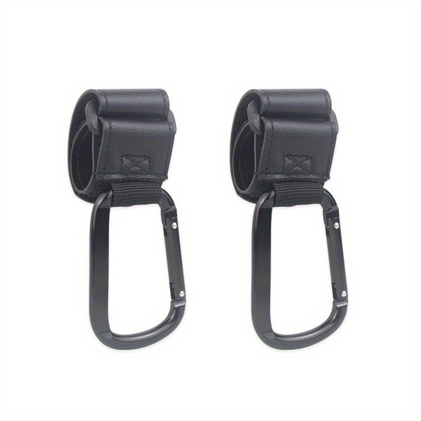 2PCS Metal Pram Hooks - PU Stroller Bag Hangers for Diaper Bags & Shopping Bags