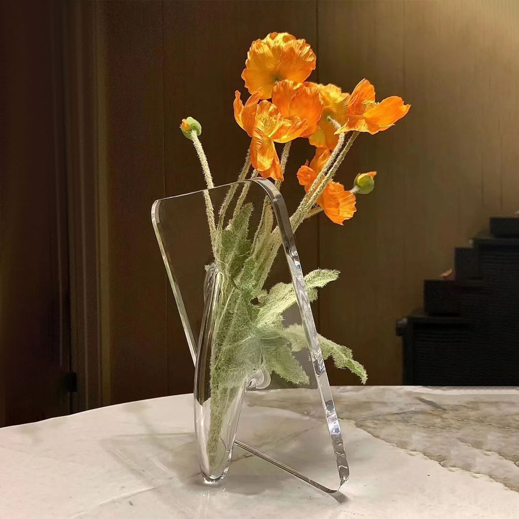 Acrylic Photo Picture Frame Vase for Centerpieces,Cute Bud Vase,Flower Vaser