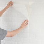 40 Pack 3D Brick Wall Stickers | Self Adhesive Foam Wallpaper Panels Waterproof White Wall Decor