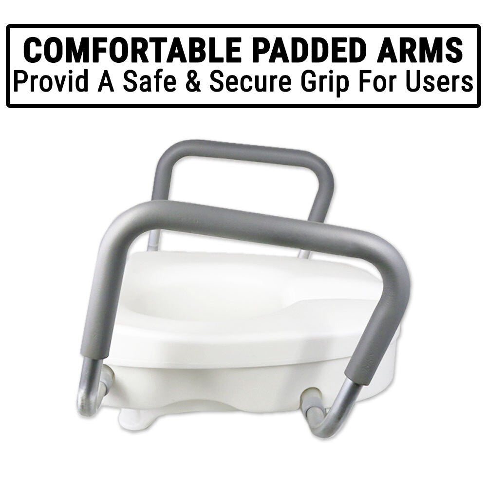 Adjustable Elevated Toilet Seat with Support Arms | Portable Bathroom Safety Aid for Elderly & Disabled